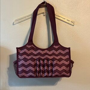Thirty-One Purple Chevron Patterned Craft Tote Bag
